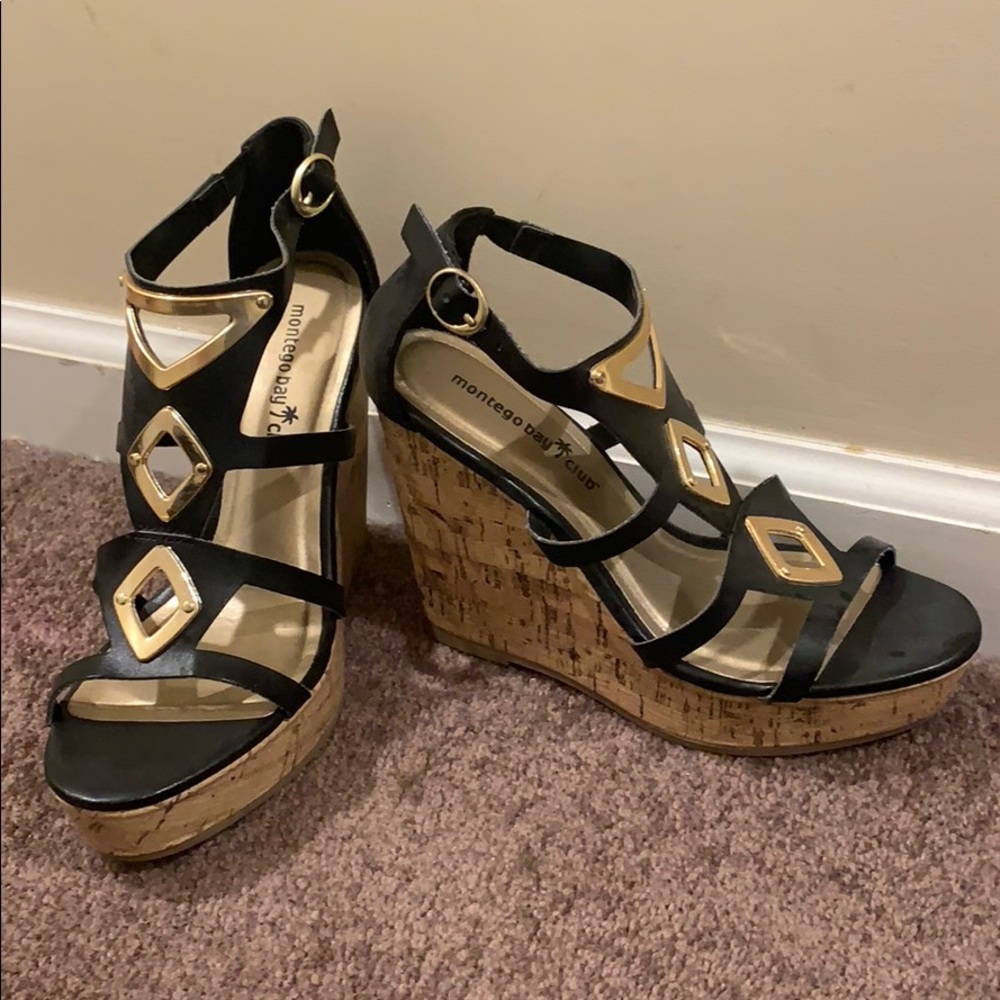 Black and gold heels
